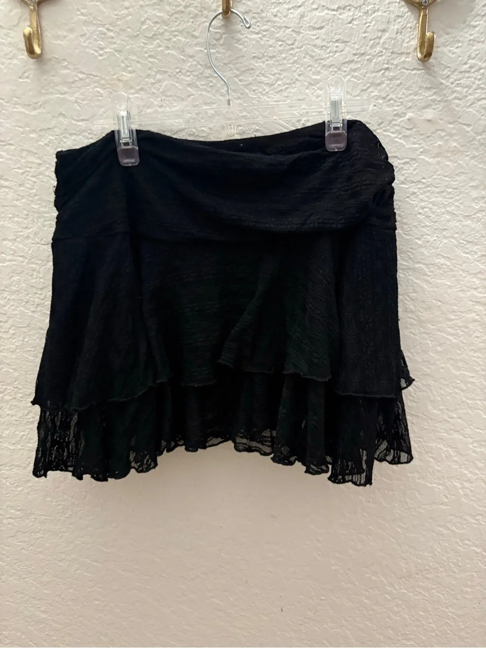HYFVE Black Lace Tiered Skater Skirt